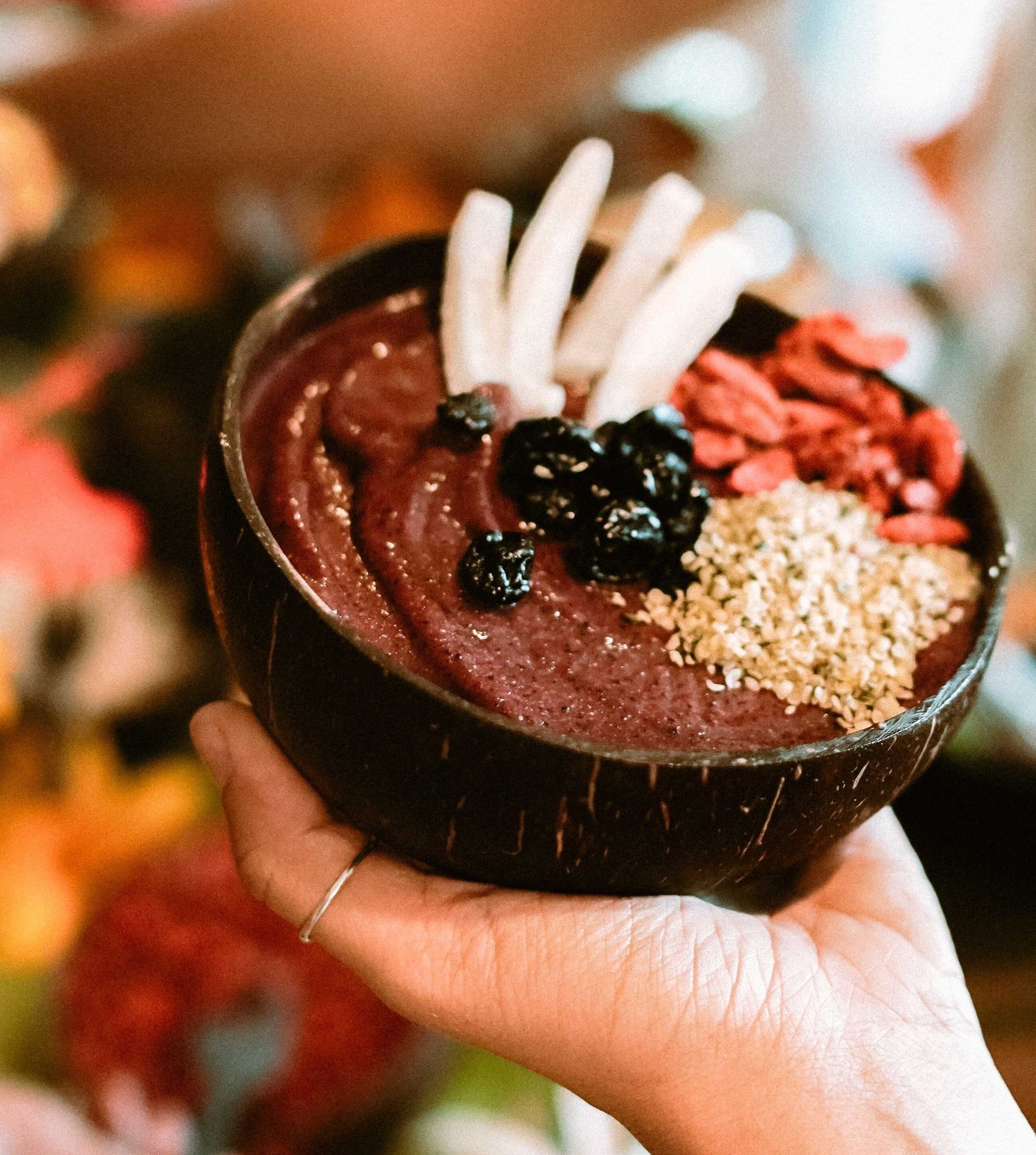 ORIGINAL Coconut Bowl + 1 Boho Wood Spoon / Fork