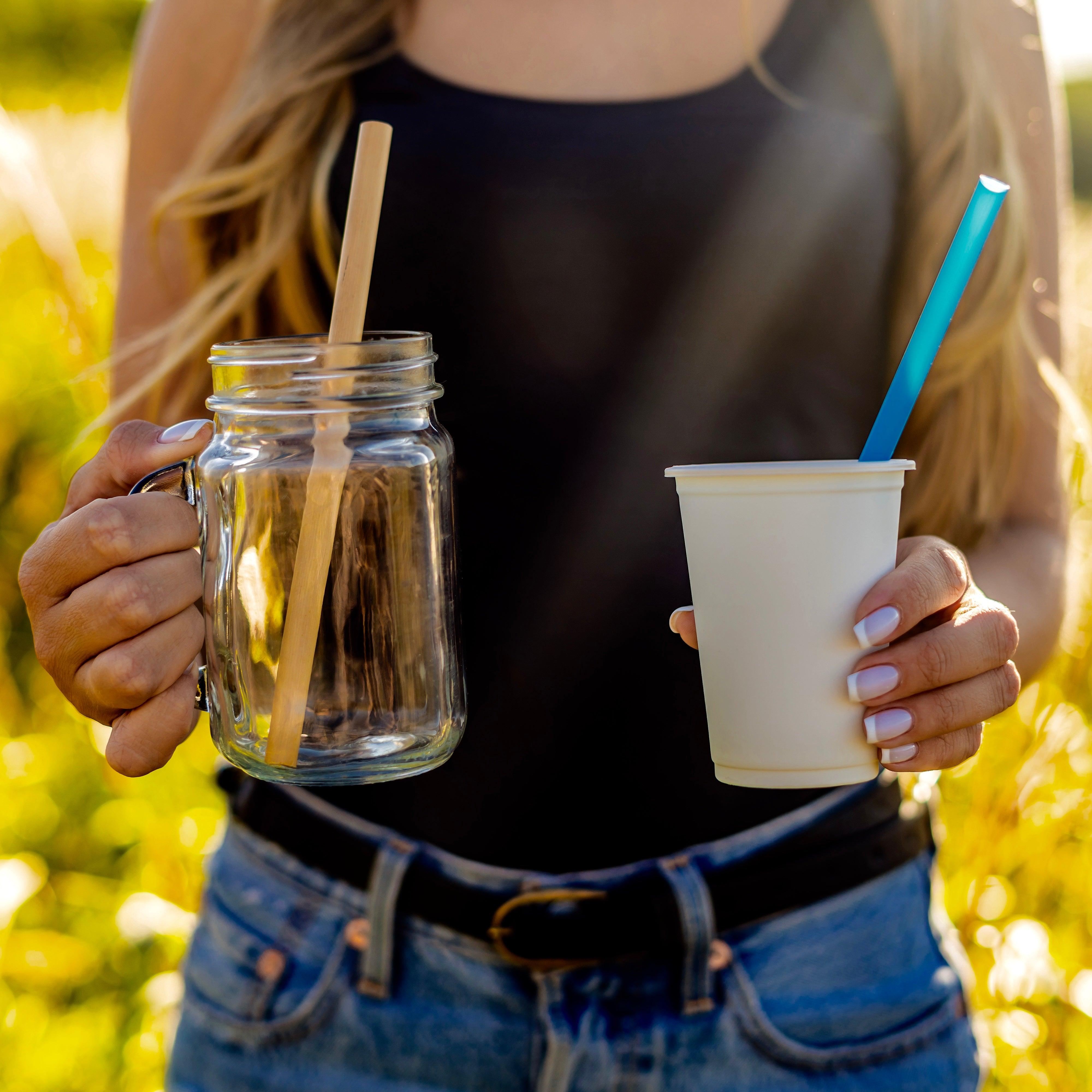 Organic Bamboo Straw (6) Set + Natural Fiber Brush (1) - Coco Bowls | Organic Coconut Bowls | Bamboo Straws | Zero Waste Goods