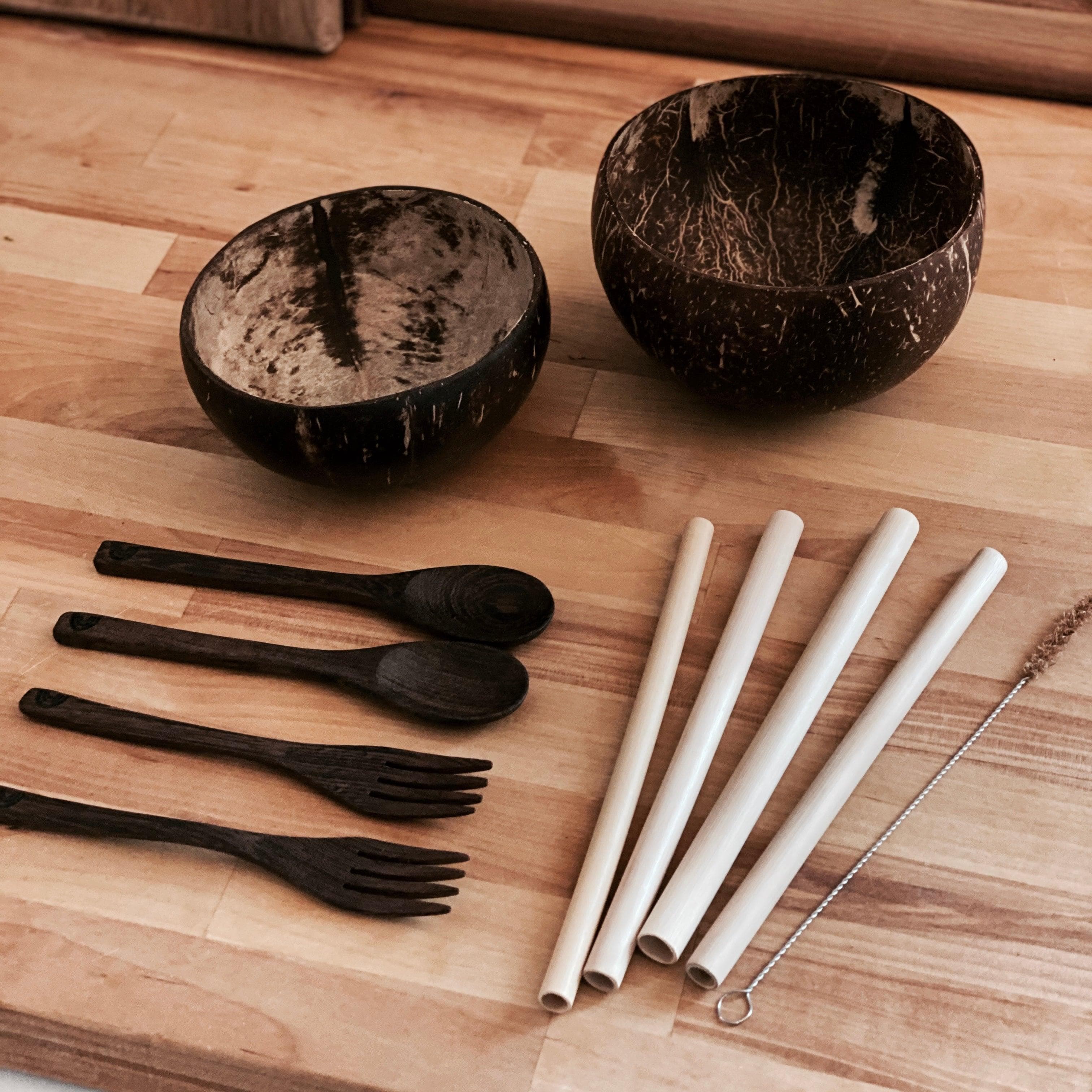 Eco Coco Pack | SAVE 10%! - Coco Bowls | Organic Coconut Bowls | Bamboo Straws | Zero Waste Goods