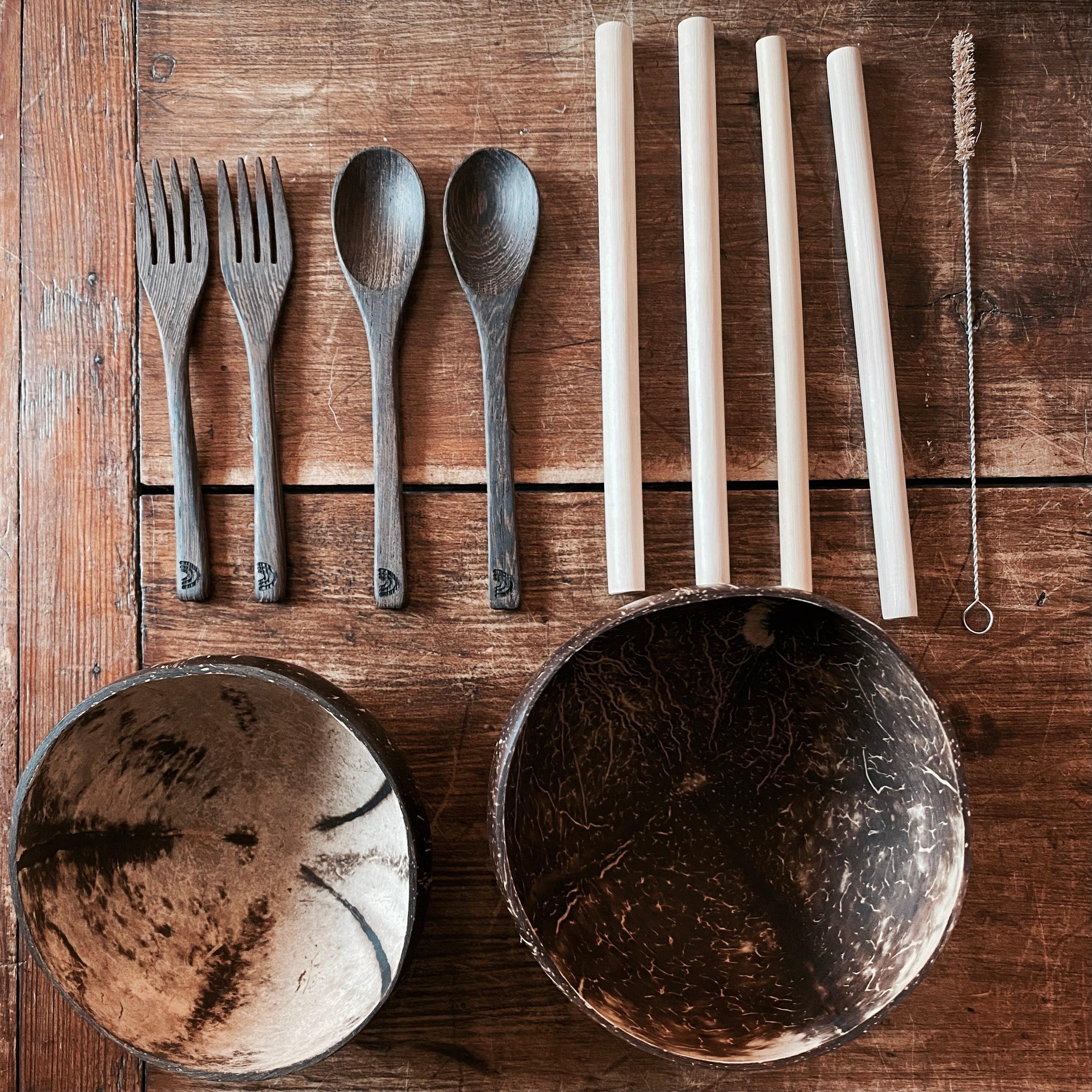 Eco Coco Pack | SAVE 10%! - Coco Bowls | Organic Coconut Bowls | Bamboo Straws | Zero Waste Goods